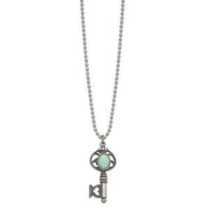 1928 Jewelry Silver-tone ImitationTurquoise Vintage Style Key 24 inch Necklace